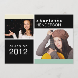 Mint colour block photo graduation announcement