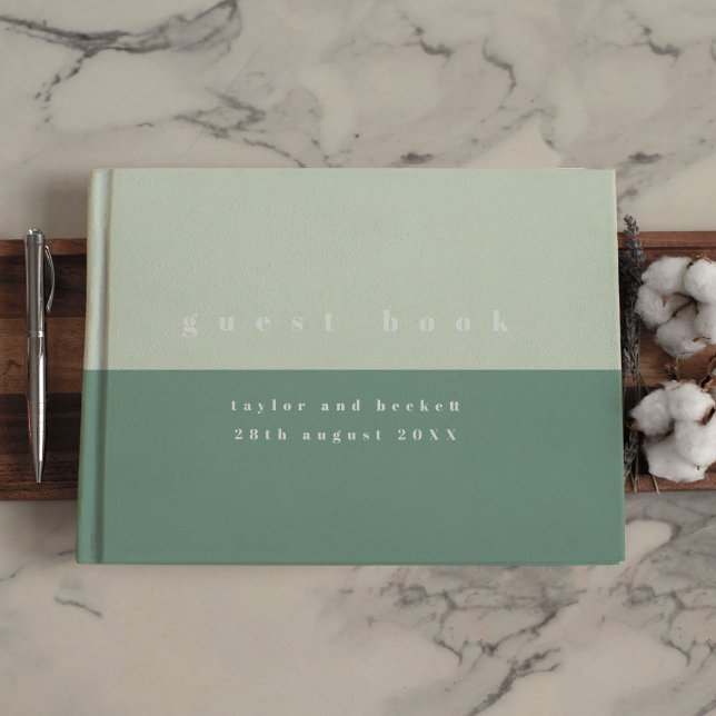 Mint Colour Block Wedding Guest Book (Mint Green Color Block Wedding Guest Book)