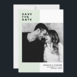 Mint Colour Block with Modern Typography Photo Save The Date<br><div class="desc">Mint Colour Block with Modern Typography Photo Save the Date Announcement. Customizable save the date featuring modern typography with mint and white colour block background. This modern save the date is perfect for any wedding theme. Other colours are available.</div>