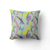 Mint Colourful Abstract Shapes Throw Pillow