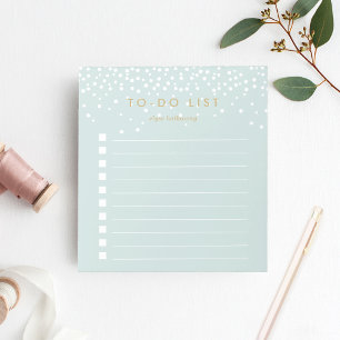Mint   Confetti Dots Personalized To-Do List Notepad