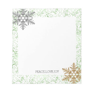 Mint Confetti Dots Snowflakes Notepad