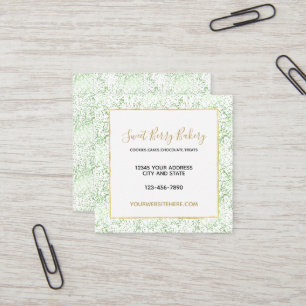 Mint Confetti Dots with Gold Square Business Card