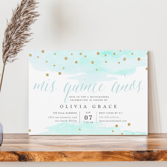 Mint Confetti Pop | Quinceanera Invitation (Creator Uploaded)