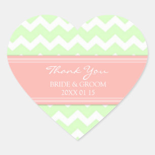 Mint Coral Chevron Thank You Wedding Favour Tags