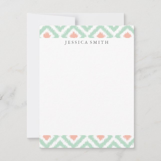 Mint Coral Diamonds Ikat Pattern (Front)