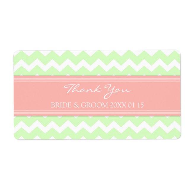 Mint Coral rose Chevron Étiquettes de mariage (Devant)