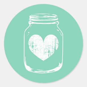 Mint country chic mason jar autocollants de mariag