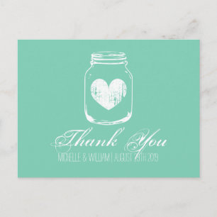 Mint country chic mason jarre merci cartes