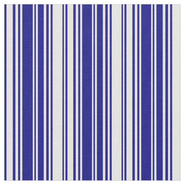 Mint Cream and Blue Stripes/Lines Pattern Fabric (Close Up)