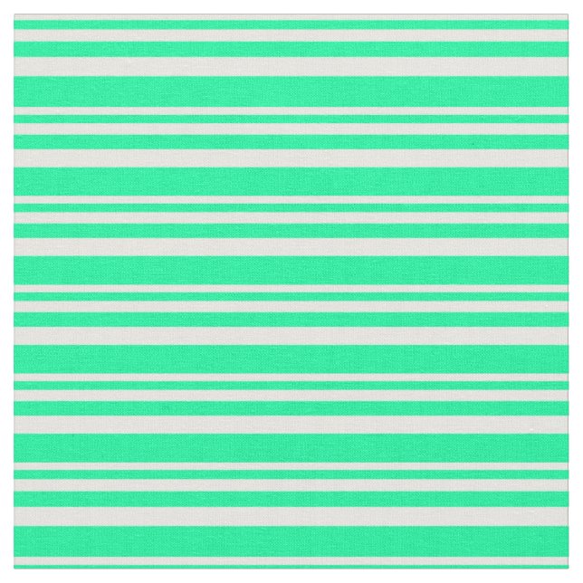 Mint Cream and Green Coloured Lines Fabric (Close Up)