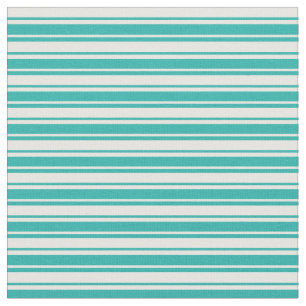 Mint Cream and Light Sea Green Pattern of Stripes Fabric