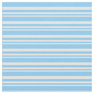 Mint Cream and Light Sky Blue Pattern of Stripes Fabric