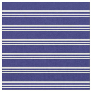 Mint Cream and Midnight Blue Lined Pattern Fabric