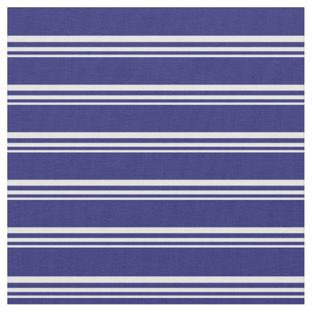 Mint Cream and Midnight Blue Lined Pattern Fabric (Close Up)