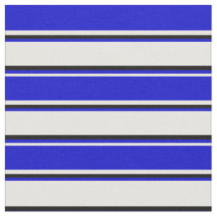 Mint Cream, Blue & Black Coloured Stripes Fabric