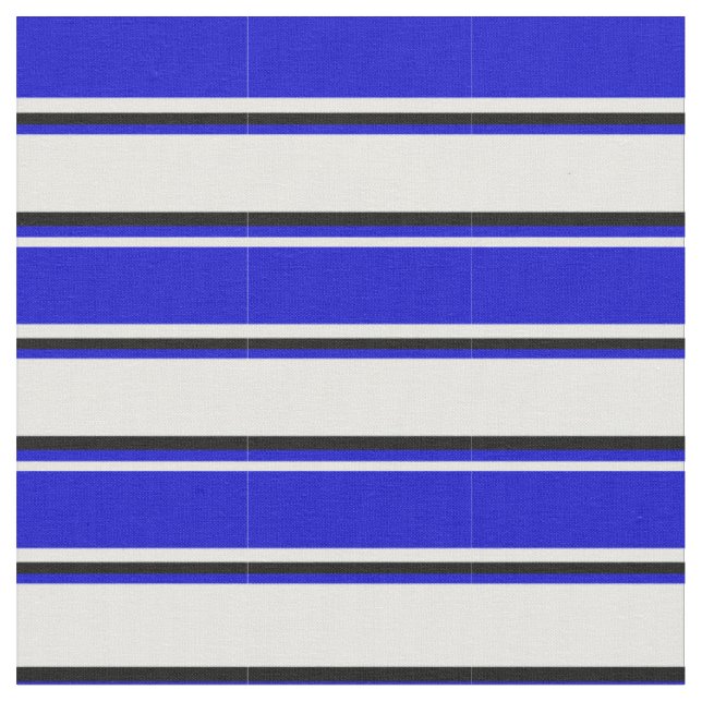 Mint Cream, Blue & Black Coloured Stripes Fabric (Close Up)