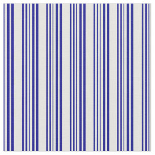 Mint Cream & Dark Blue Lines/Stripes Pattern Fabric