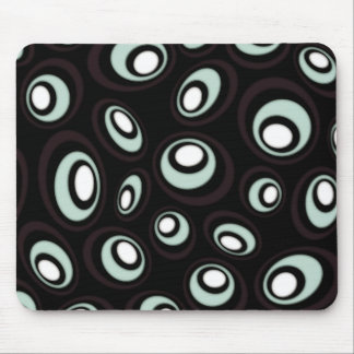 Mint & Cream Offset Retro Ovals Mouse Pad