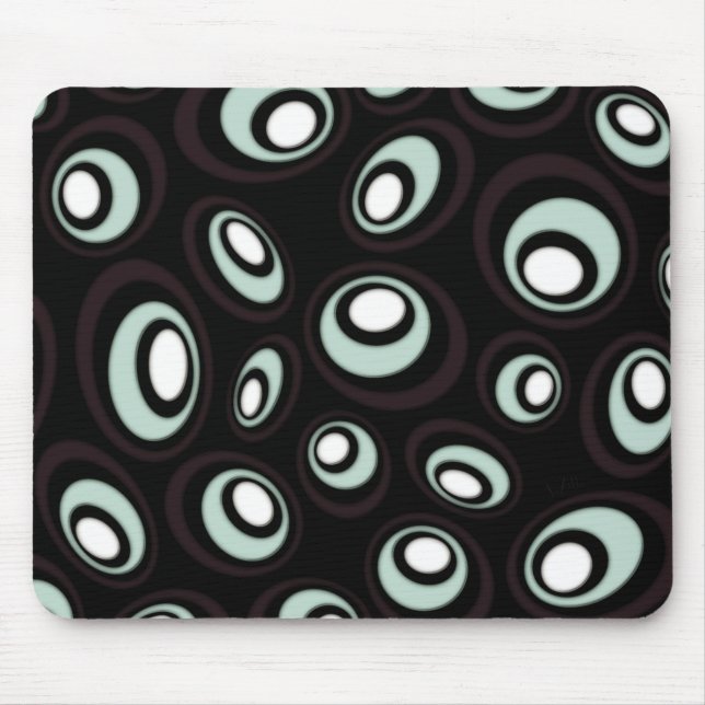 Mint & Cream Offset Retro Ovals Mouse Pad (Front)