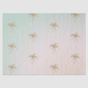 Mint Cream Ombre Tropical Gold Palm Trees      Tissue Paper