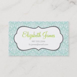 Mint Damask Business Card