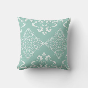 Mint Damask Decorative Pillow