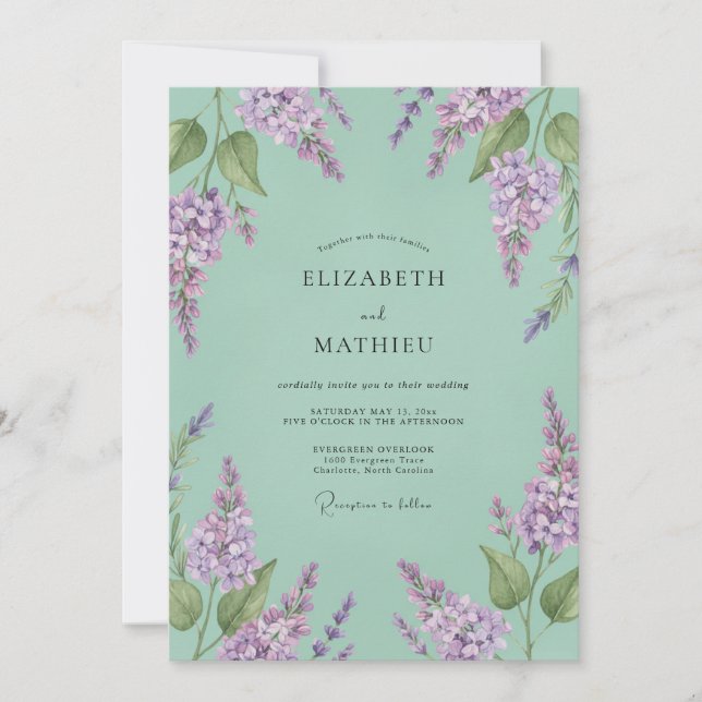 Mint Delicate Botanical Wedding Invitation (Front)