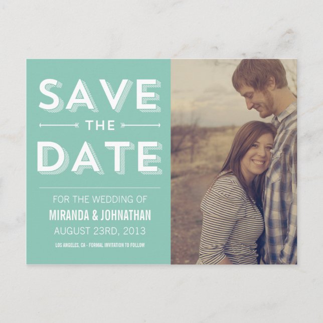 Mint Design Photo Save The Date Post Cards (Front)