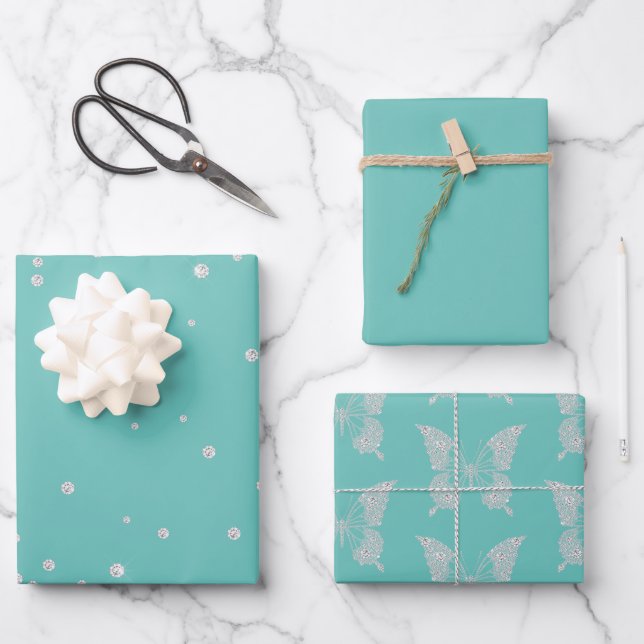 Mint Diamonds Wrapping Paper Sheet (Front)