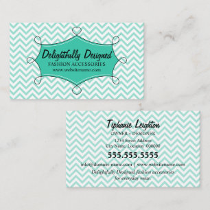 Mint Doodle Frame Chevron Zigzag Pattern Business Card