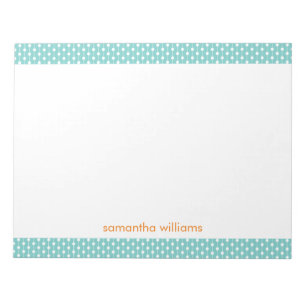 Mint Dots and Stripes Pattern Personalized Notepad