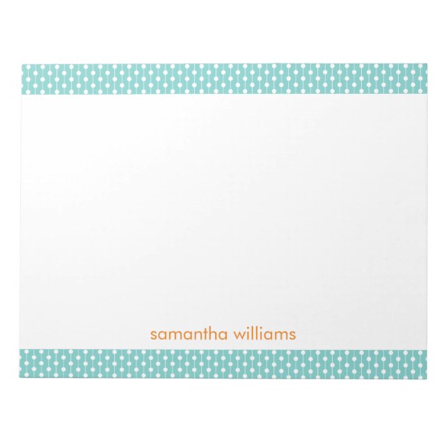 Mint Dots and Stripes Pattern Personalized Notepad (Front)