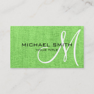 Mint Elegant Monogram Canvas Look Business Card
