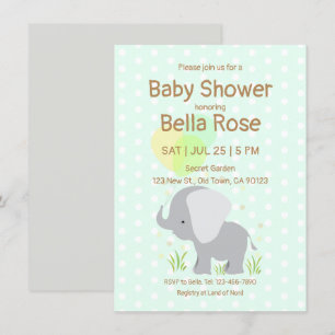 Mint Elephant Baby Shower Invitations
