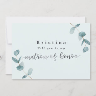 Mint Eucalyptus Matron of Honour Proposal Card