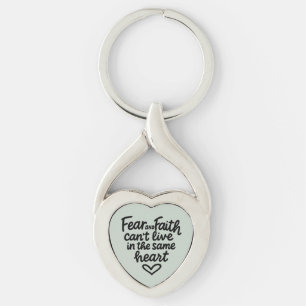 Mint Fear and Faith Inspirational Christian Quote  Keychain