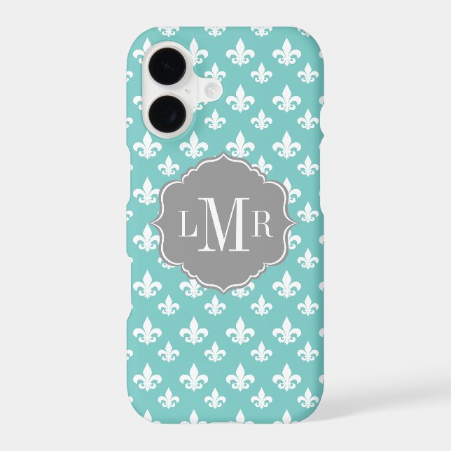 Mint Fleur De Lis Pattern Monogram (Back)
