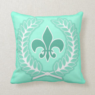 Mint Fleur De Lis Pillow