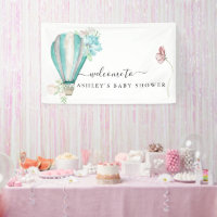 Mint Floral Hot Air Balloon Baby Shower