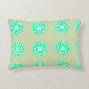 Mint Floral Mandala Accent Pillow
