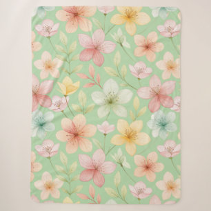 Mint Floral Sherpa Blanket