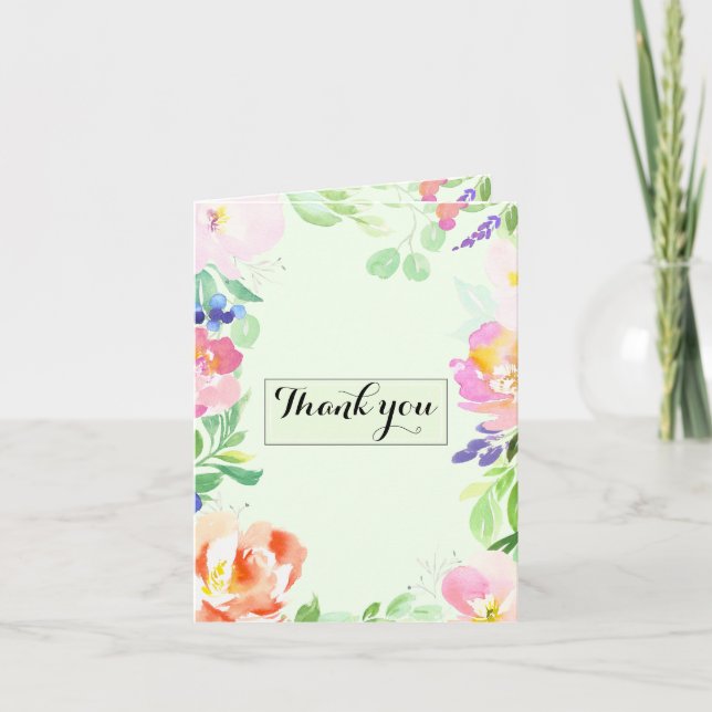 Mint Floral Thank you Card (Front)
