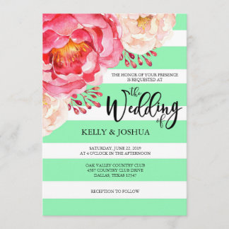 Mint Floral Wedding Invitation
