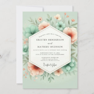 Mint Floral Whimsy Romance Wedding Invitation