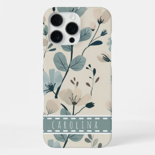 Mint Flower iPhone 16 Case, Personalized Name Case