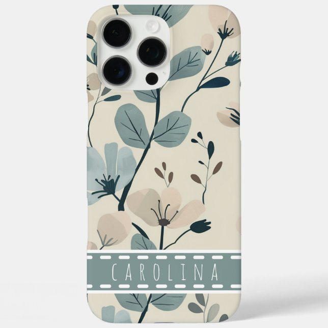 Mint Flower iPhone 16 Coque, Coque de nom personna (Verso)