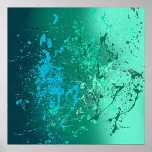 Mint Flurry Abstract Spatter Art Poster