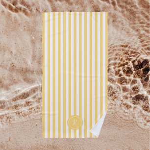 Mint French Beach Stripe Personalized Monogram Towel