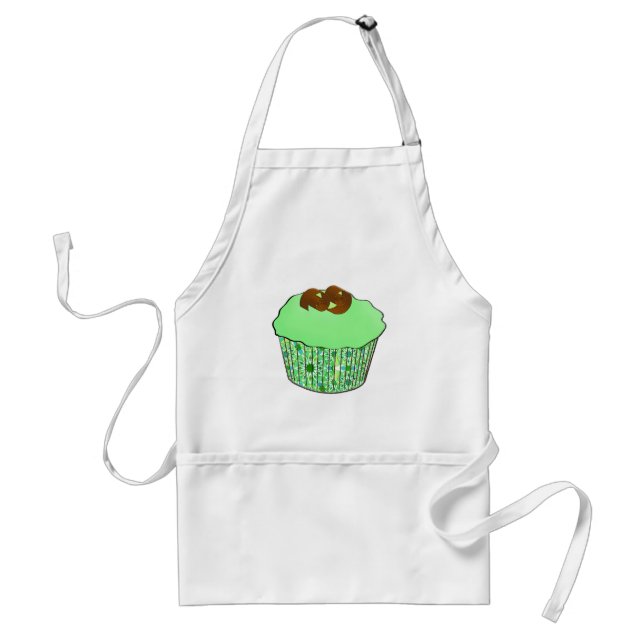 Mint Frosted Chocolate Cupcake, Fractal Background Standard Apron (Front)